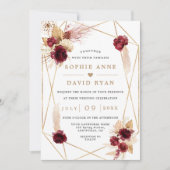 ブルゴーニュフローラパンパスグラス結婚全員 招待状 (正面)