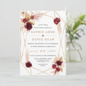 ブルゴーニュフローラパンパスグラス結婚全員 招待状 (スタンド正面)