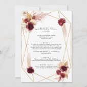 ブルゴーニュフローラパンパスグラス結婚全員 招待状 (裏面)