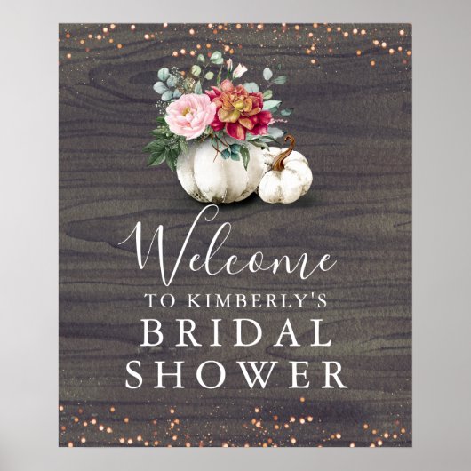 ブルゴーニュフローラパンプキンスブライダルシャワー歓迎 ポスター (正面)
