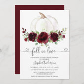ブルゴーニュフローラパンプキン秋インラブブライダルシャワー 招待状 (正面/裏面)