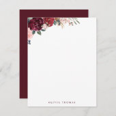 ブルゴーニュフローラパーソナライズされた文具 ノートカード (正面/裏面)