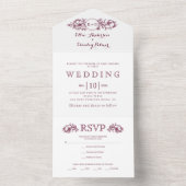 ブルゴーニュフローラフレームイニシャル結婚白 オールインワン招待状 (内側)