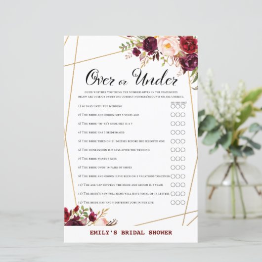 ブルゴーニュフローラブライダルシャワーゲーム，ウェディングシャワー (スタンド正面)