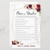 ブルゴーニュフローラブライダルシャワーゲーム，ウェディングシャワー (正面/裏面)