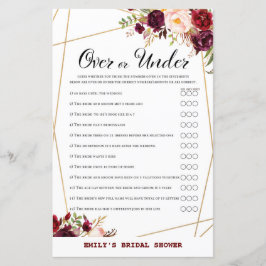 ブルゴーニュフローラブライダルシャワーゲーム，ウェディングシャワー