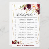 ブルゴーニュフローラブライダルシャワーゲーム，ウェディングシャワー (正面/裏面)