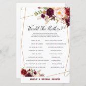 ブルゴーニュフローラブライダルシャワーゲーム，ウェディングシャワー (正面/裏面)