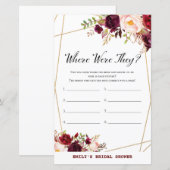 ブルゴーニュフローラブライダルシャワーゲーム，ウェディングシャワー (正面/裏面)