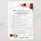 ブルゴーニュフローラブライダルシャワーゲーム，ウェディングシャワー (正面/裏面)