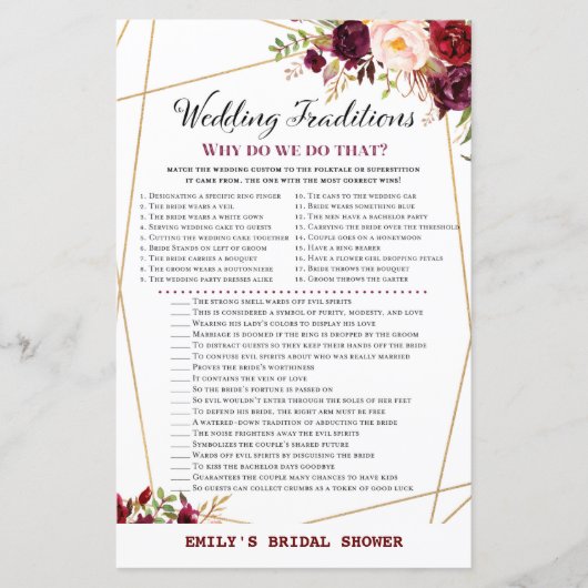 ブルゴーニュフローラブライダルシャワーゲーム，ウェディングシャワー (正面)