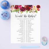 ブルゴーニュフローラブライダルシャワーゲーム チラシ (シングル)