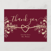 ブルゴーニュフローラブライダルシャワーサンキューカード インビテーションポストカード (正面)