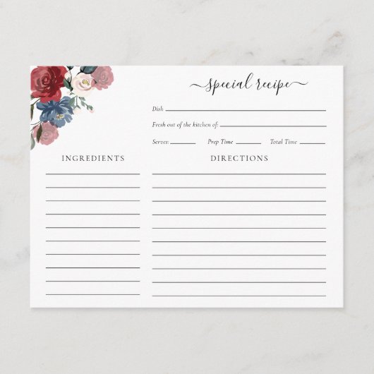 ブルゴーニュフローラブライダルシャワースクリプトレシピ エンクロージャーカード (正面)