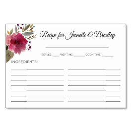 ブルゴーニュフローラブライダルシャワーレシピカード テーブルナンバー