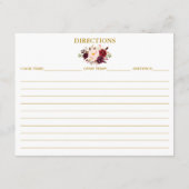 ブルゴーニュフローラブライダルシャワー金ゴールドレシピカード アドバイスカード (裏面)