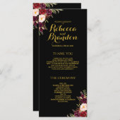 ブルゴーニュフローラブラック金ゴールドカスタムウェディングプログラム プログラム (正面/裏面)