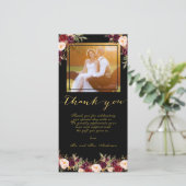ブルゴーニュフローラブラック金ゴールド写真結婚の皆様に感謝 サンキューカード (スタンド正面)