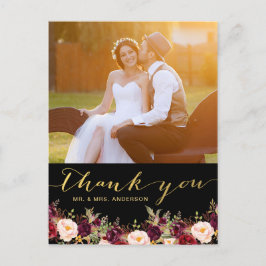 ブルゴーニュフローラブラック金ゴールド写真結婚の皆様に感謝 ポストカード