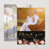 ブルゴーニュフローラブラック金ゴールド写真結婚の皆様に感謝 ポストカード (正面/裏面)