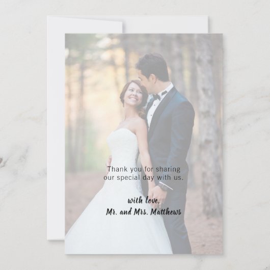 ブルゴーニュフローラブラック金ゴールド結婚スクリプトの写真 サンキューカード (裏面)