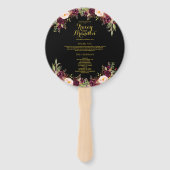 ブルゴーニュフローラブラック金ゴールド結婚式 プログラム ハンドファン (正面)