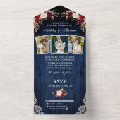 ブルゴーニュフローラブルーウッドレース3写真結婚ズ オールインワン招待状 (内側)