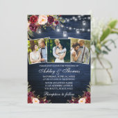 ブルゴーニュフローラブルーウッド3フォトライト結婚ズ 招待状 (スタンド正面)