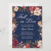 ブルゴーニュフローラブルー秋インラブブライダルシャワー 招待状 (正面)