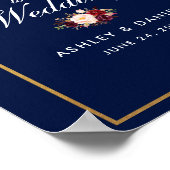 ブルゴーニュフローラブルー金ゴールド結婚ズ・ウェルカム ポスター (角)