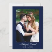 ブルゴーニュフローラブルー金ゴールド結婚写真 招待状 (裏面)