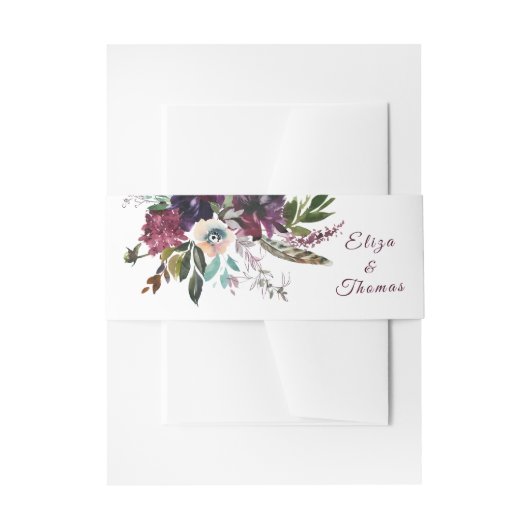 ブルゴーニュフローラブーケ招待状用帯 招待状ベリーバンド (正面例)