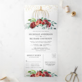 ブルゴーニュフローラホワイトパンプキンオータム秋の結婚式 三つ折り招待状 (内部)