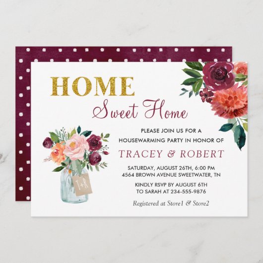 ブルゴーニュフローラホームスウィートホーム引っ越し祝いパーティー 招待状 (正面/裏面)