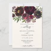 ブルゴーニュフローラボタニカルエレガントウェディングラグジュアリー 招待状 (正面)