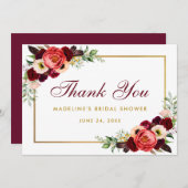 ブルゴーニュフローラボホブライダルシャワー感謝していカードB セーブザデート (正面/裏面)
