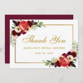 ブルゴーニュフローラボホブライダルシャワー感謝していカードGB セーブザデート (正面/裏面)