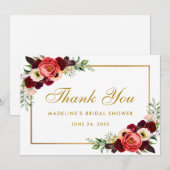 ブルゴーニュフローラボホブライダルシャワー感謝していカードW セーブザデート (正面/裏面)