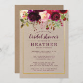 ブルゴーニュフローラボホブライダルシャワー招待状 招待状 (正面/裏面)