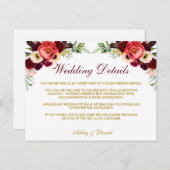 ブルゴーニュフローラボホ結婚の詳細挿入カード ポストカード (正面/裏面)