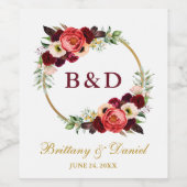 ブルゴーニュフローラボホ結婚の金ゴールドリース ワインラベル (シングルラベル)