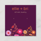 ブルゴーニュフローラボーホブラックスタッドイヤリングディスプレイ スクエア名刺 (正面)