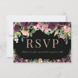 ブルゴーニュフローラマルサラブラックウェディングRSVP 出欠カード