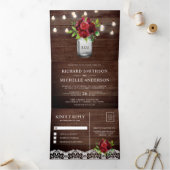 ブルゴーニュフローラメイスンジャイルストリングライツ結婚ズ 三つ折り招待状 (内部)