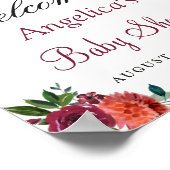 ブルゴーニュフローラメイスンジャベビーシャワーサイン ポスター (角)