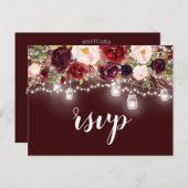 ブルゴーニュフローラメイスンジャールストリングライトRSVP インビテーションポストカード (正面/裏面)