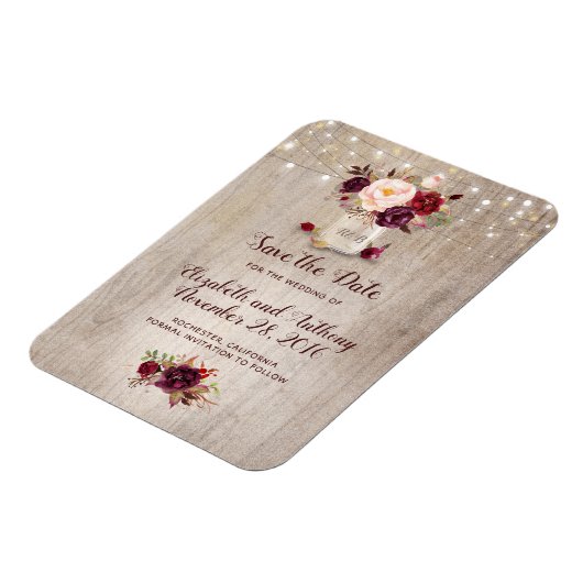 ブルゴーニュフローラメイスン素朴ジャー日付を保存 マグネット (左側)