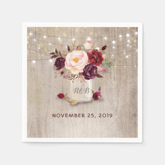 ブルゴーニュフローラメイスン素朴ジャー スタンダードカクテルナプキン (正面)