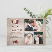 ブルゴーニュフローラメイスン結婚ジャーの感謝の写真 サンキューカード (スタンド正面)