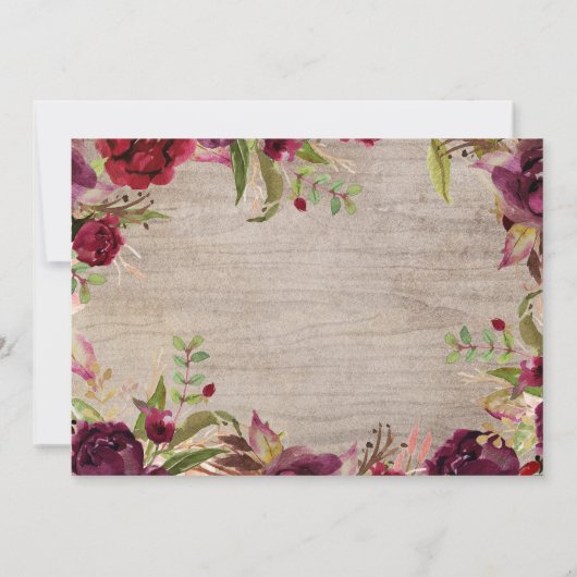 ブルゴーニュフローラメイスン結婚ジャーの感謝の写真 サンキューカード (裏面)